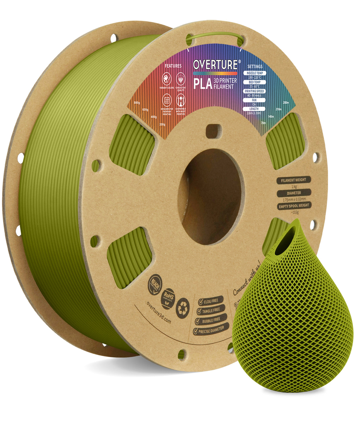 Overture PLA 3D Printer Filament 1.75mm