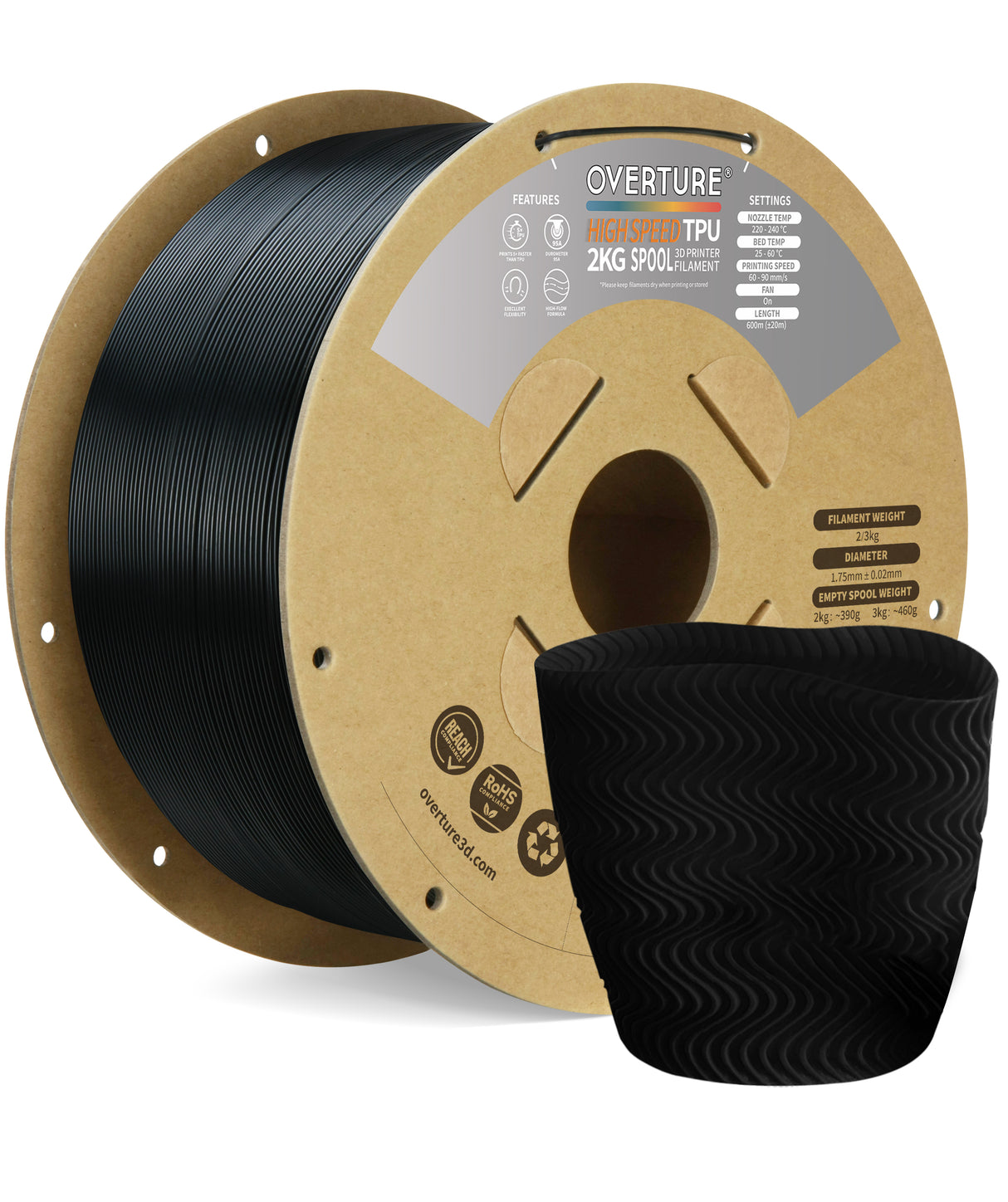 Overture TPU High Speed 3D Printer Filament 1.75mm