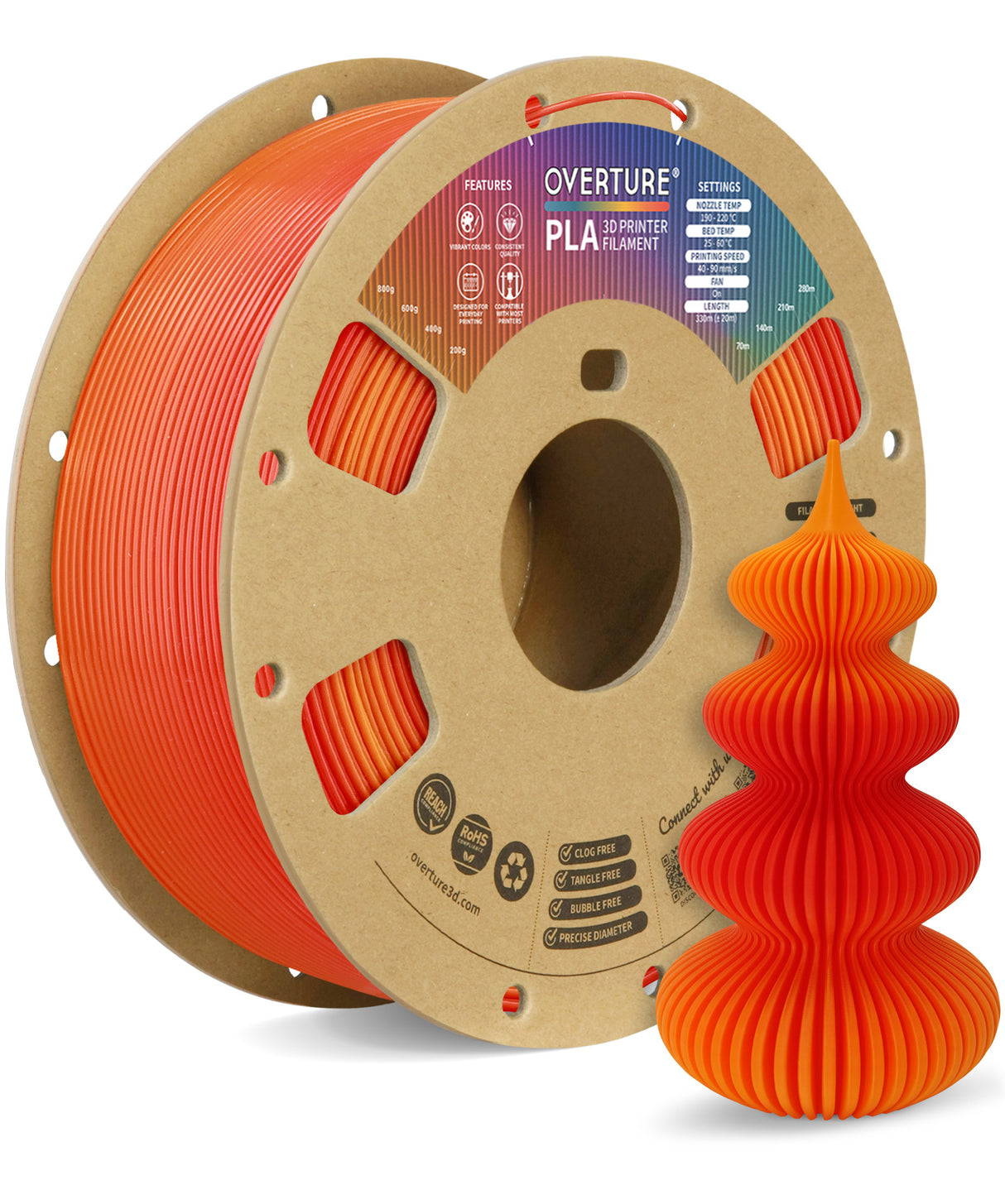Overture PLA 3D Printer Filament 1.75mm