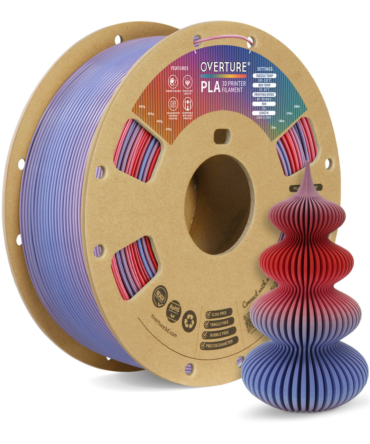 Overture PLA 3D Printer Filament 1.75mm