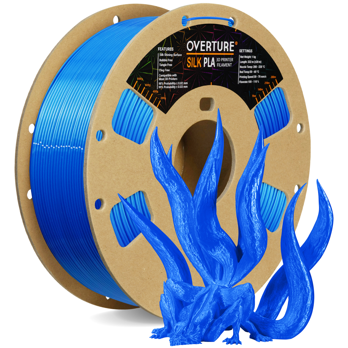 Overture Silk PLA 3D Printer Filament 1.75mm