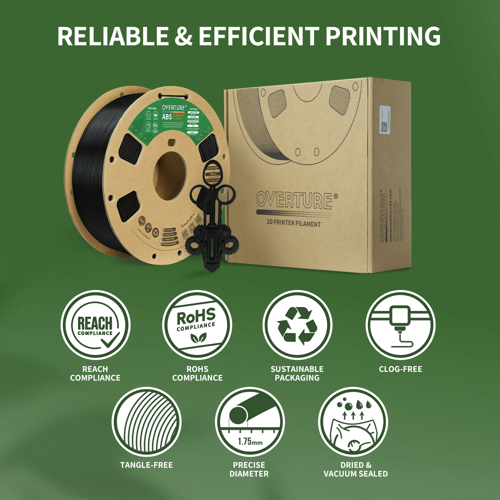 Overture ABS 3D Printer Filament 1.75mm - Overture 3D