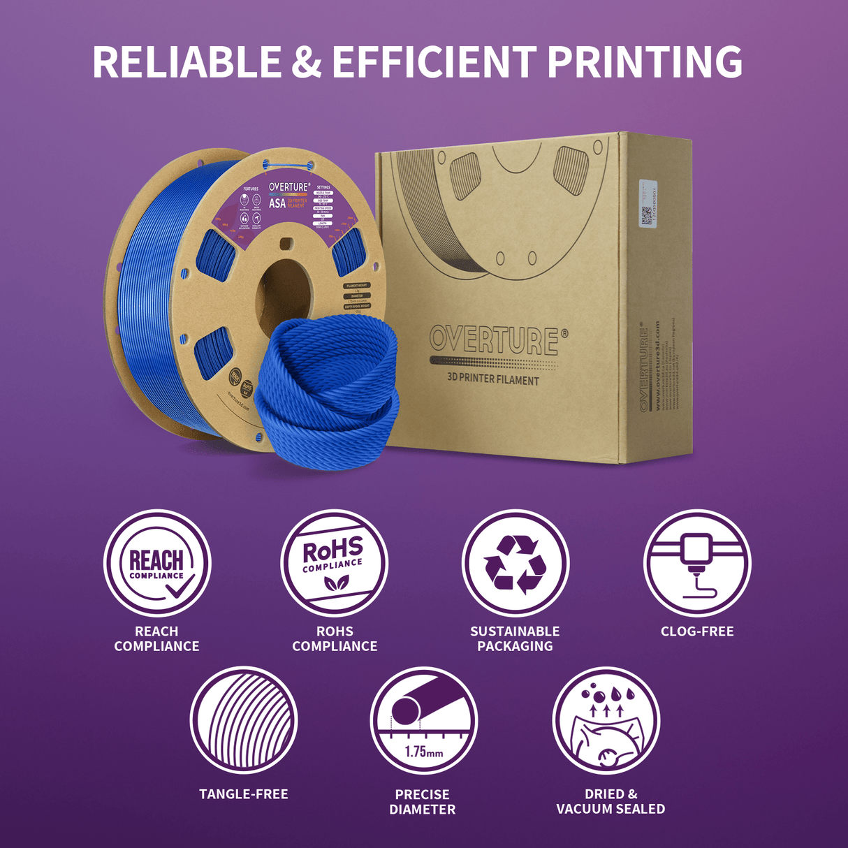 Overture ASA 3D Printer Filament 1.75mm - Overture 3D