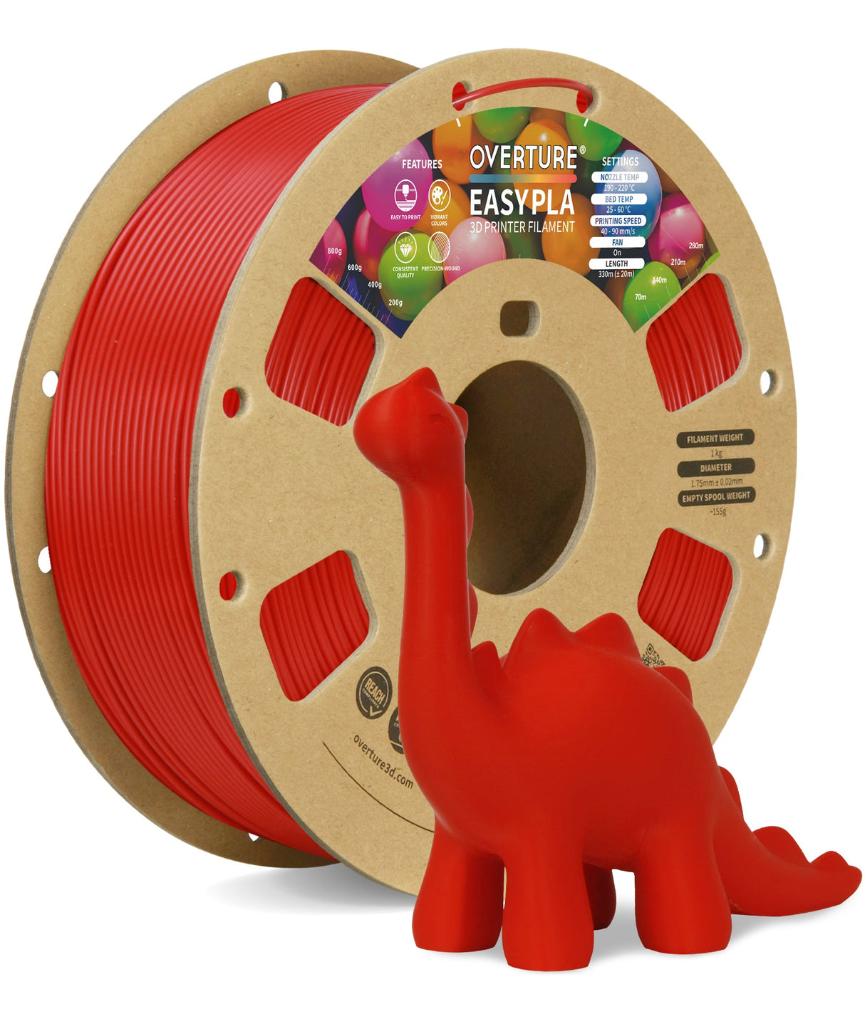 Overture Easy PLA 3D Printer Filament 1.75mm - Overture 3D