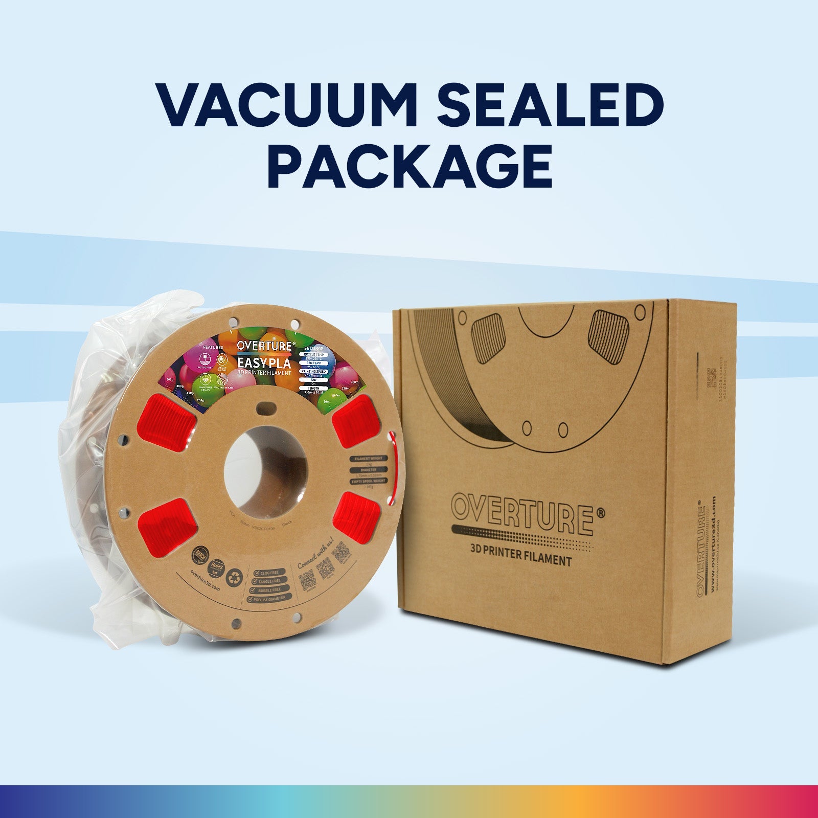 Overture Easy PLA 3D Printer Filament 1.75mm 6 - Pack - Overture 3D