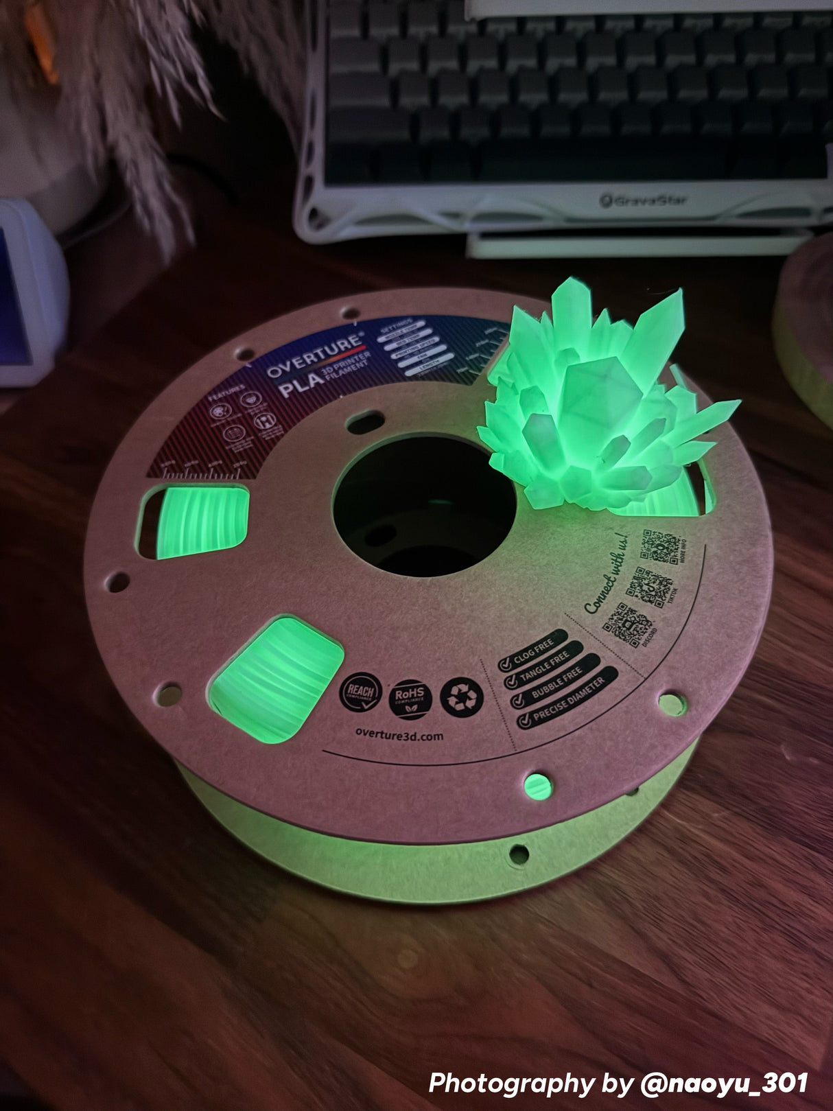 Overture Glow PLA 3D Printer Filament 1.75mm - Overture 3D