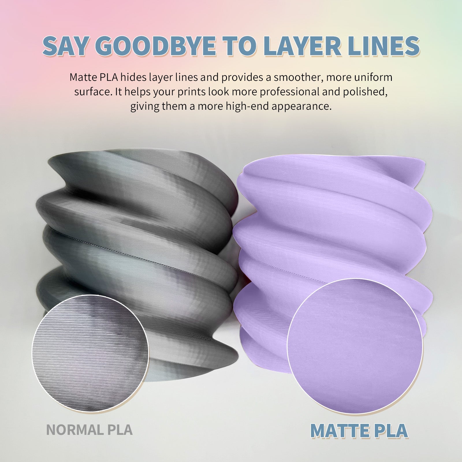 Matte Pla Example Matte PLA Gradient Filament 1.75mm – Overture 3D
