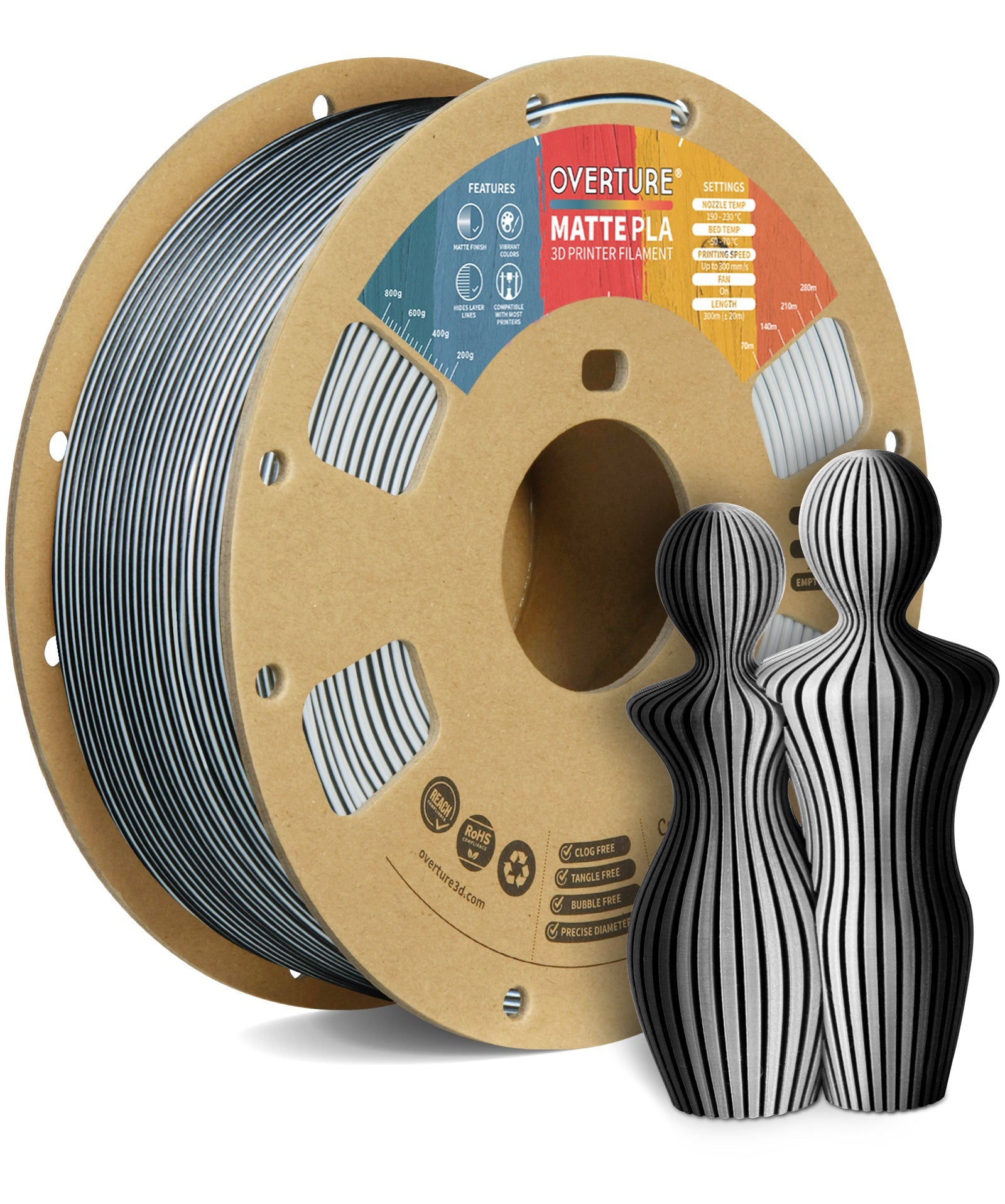 Matte Pla Example Matte PLA Filament 1.75mm - Frosted 1kg – Overture 3D
