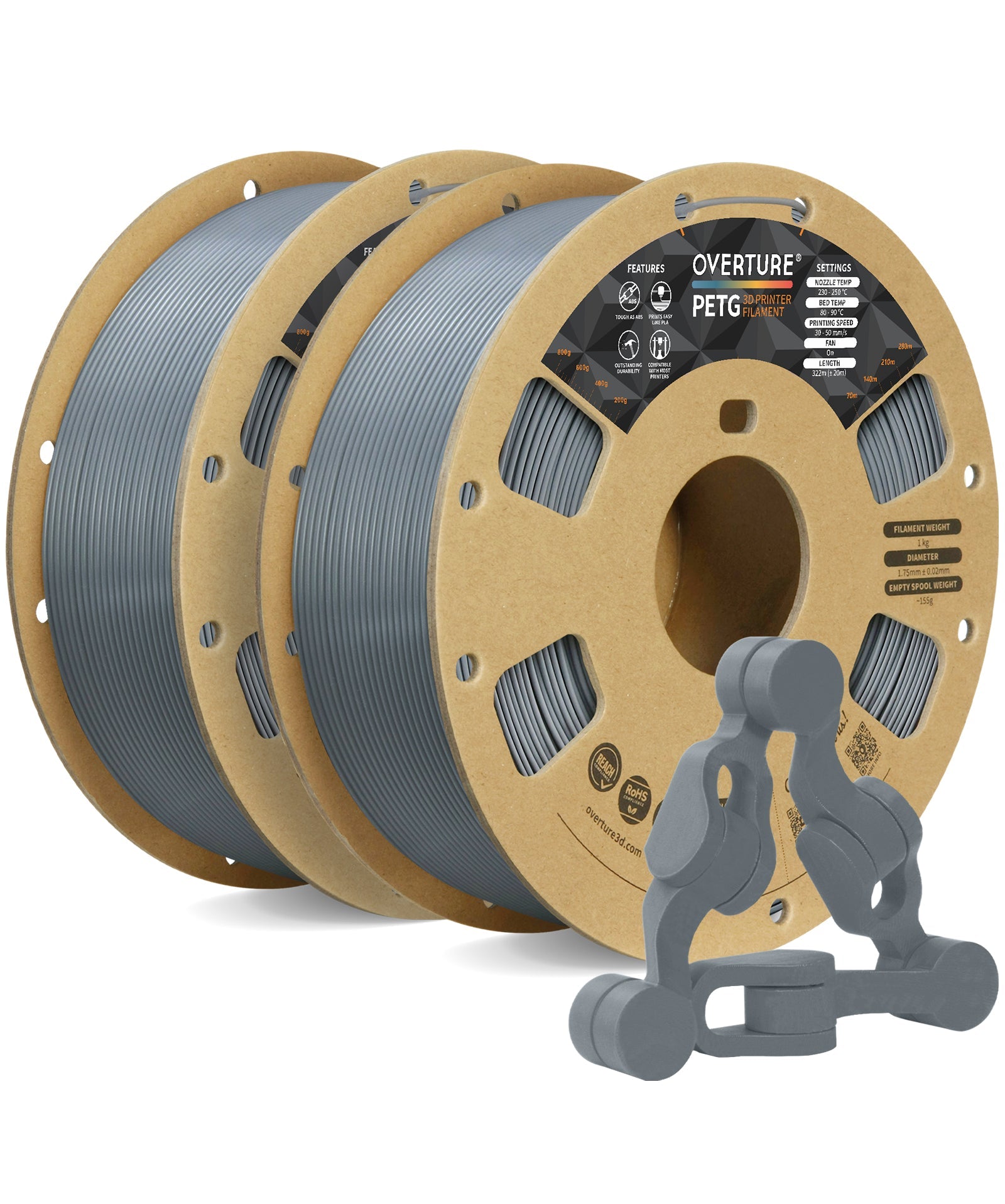Overture PETG 3D Printer Filament 1.75mm - 2 Pack - Overture 3D