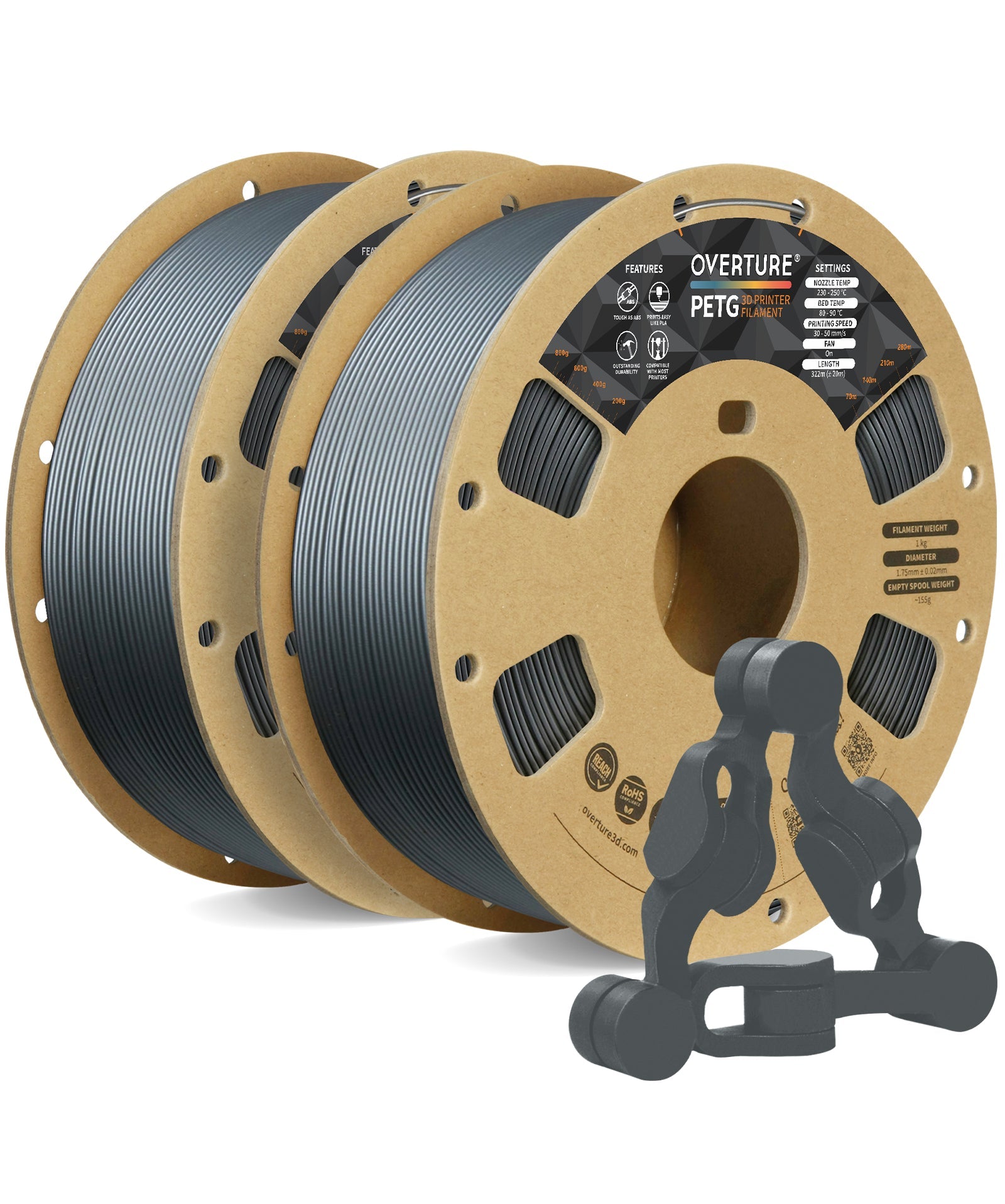 Overture PETG 3D Printer Filament 1.75mm - 2 Pack - Overture 3D