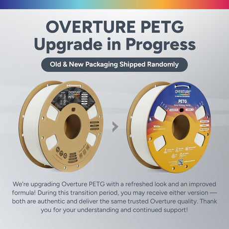 Overture PETG 3D Printer Filament 1.75mm - 4 Pack - Overture 3D