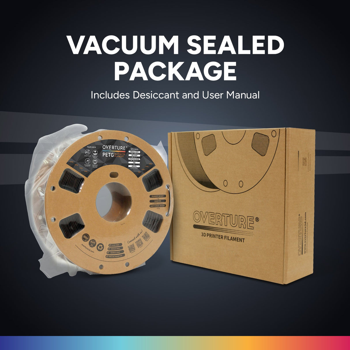 Overture PETG 3D Printer Filament 1.75mm - 6 Pack - Overture 3D