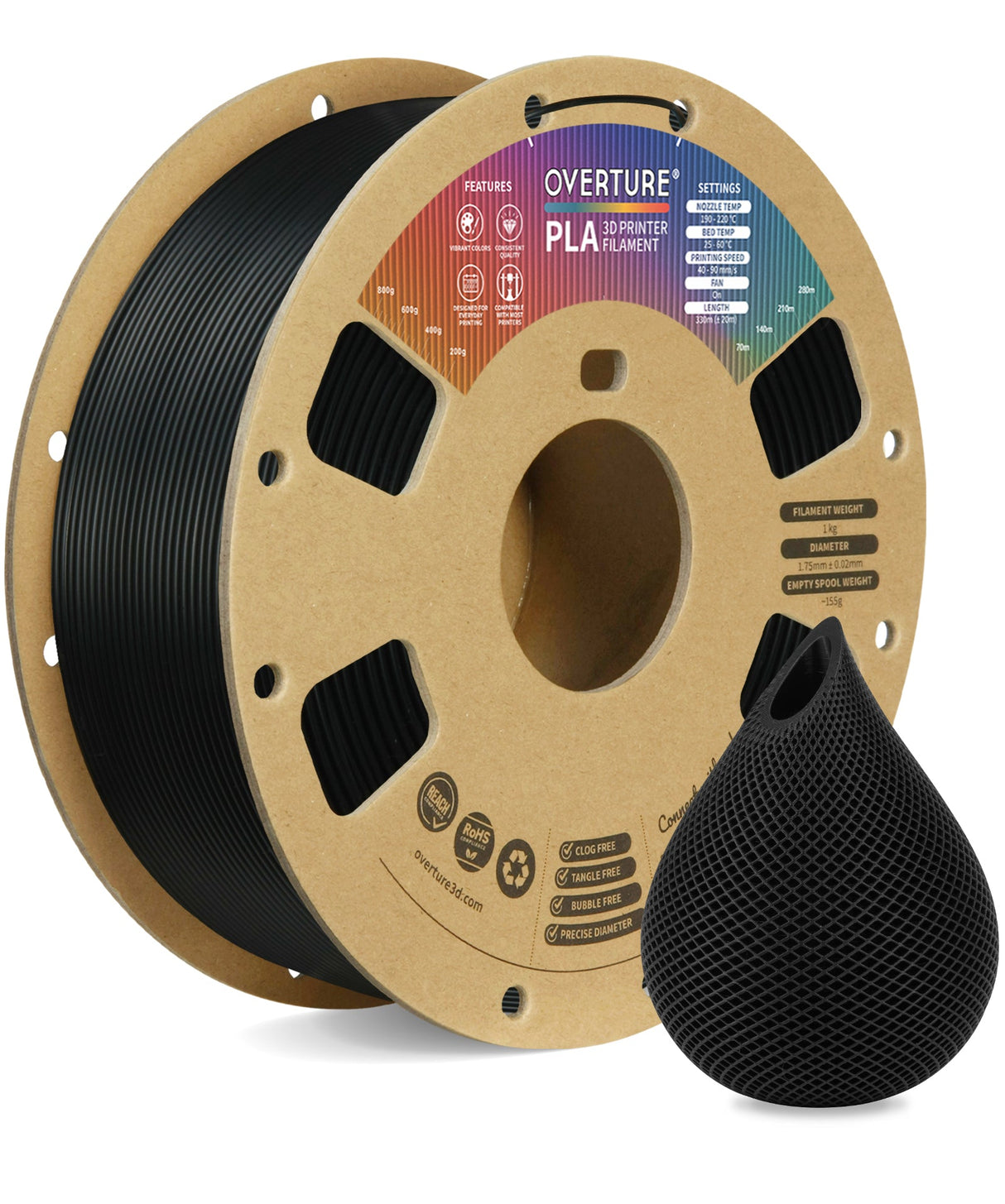 Overture PLA 3D Printer Filament 1.75mm - Overture 3D