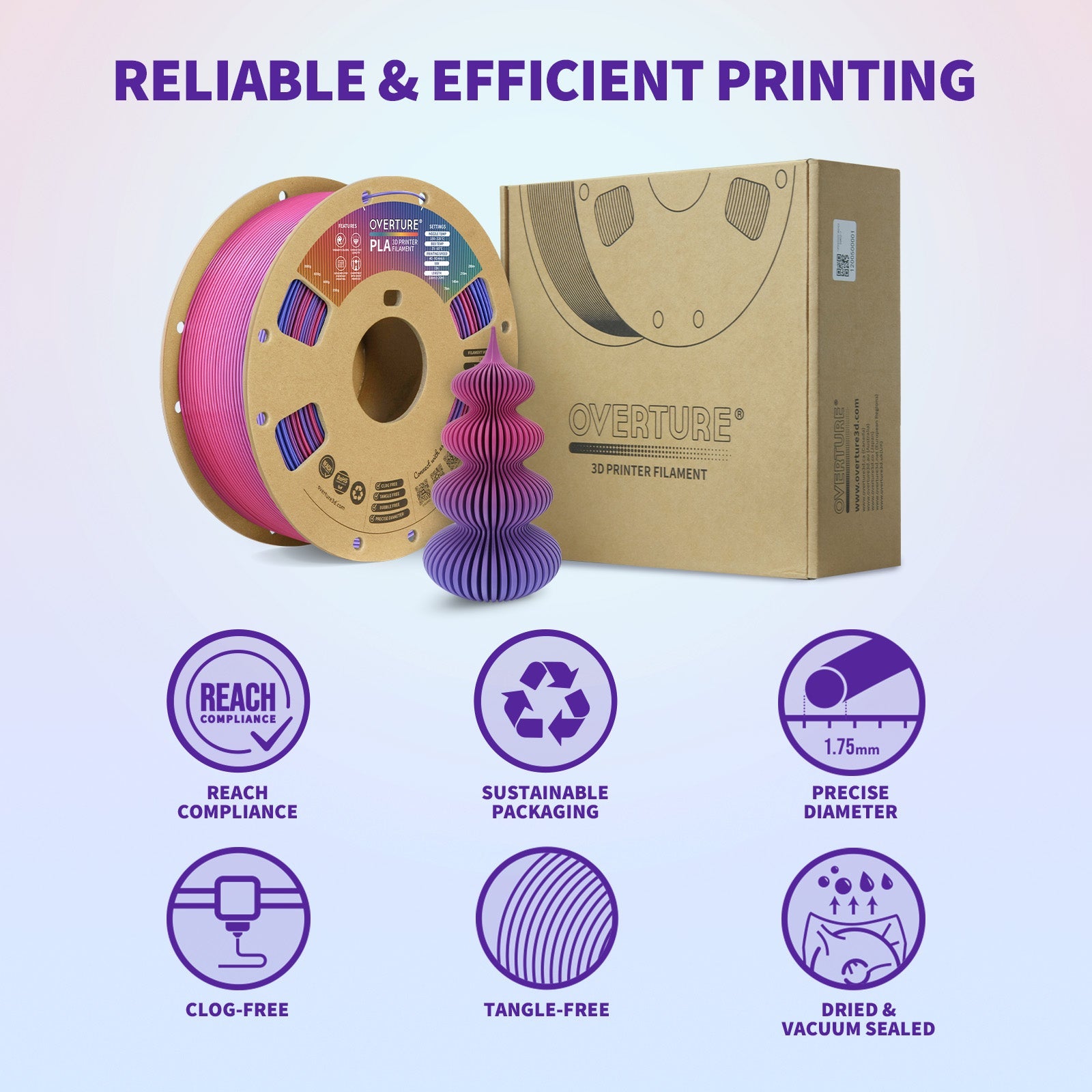Overture PLA Gradient Filament 1.75mm - Overture 3D