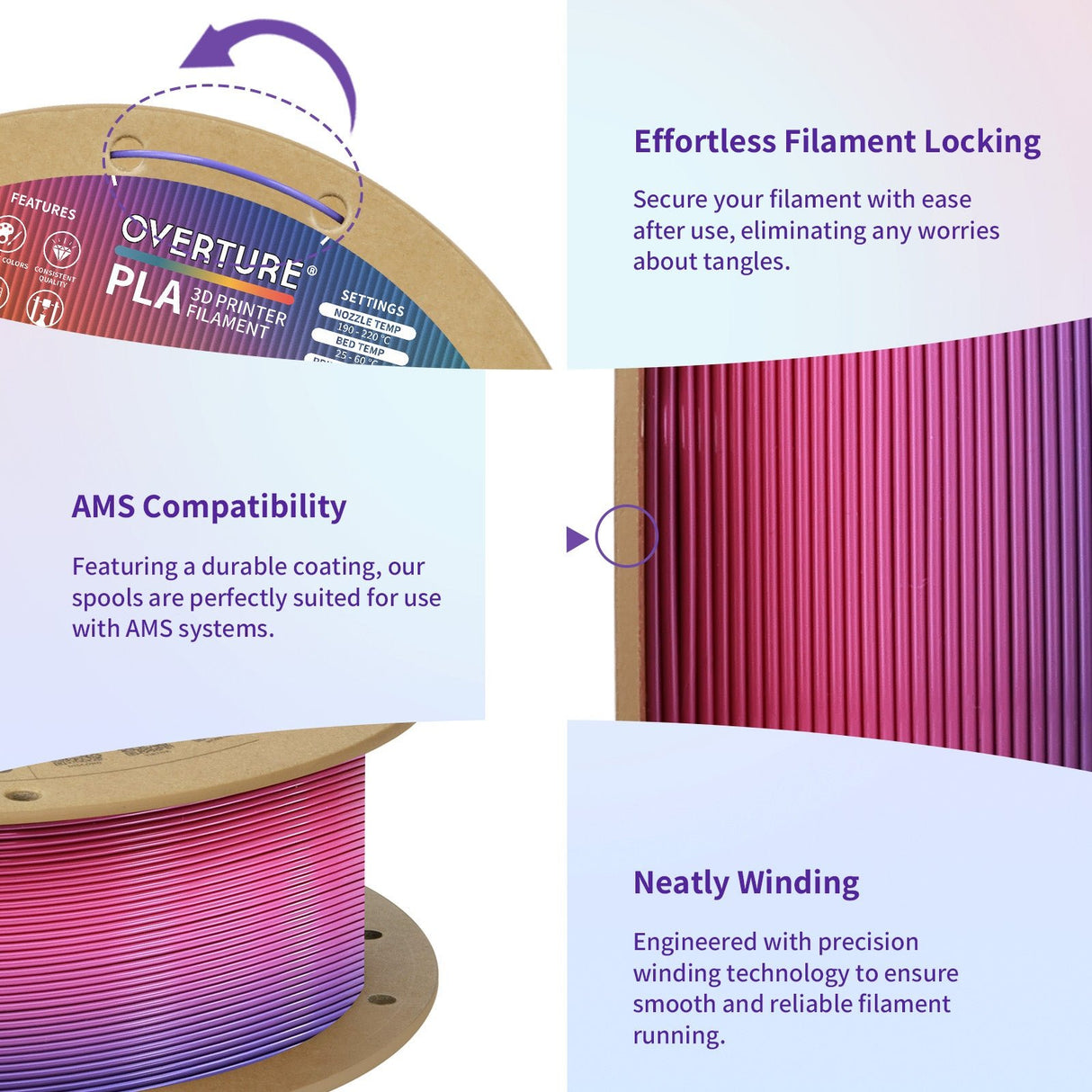 Overture PLA Gradient Filament 1.75mm - Overture 3D