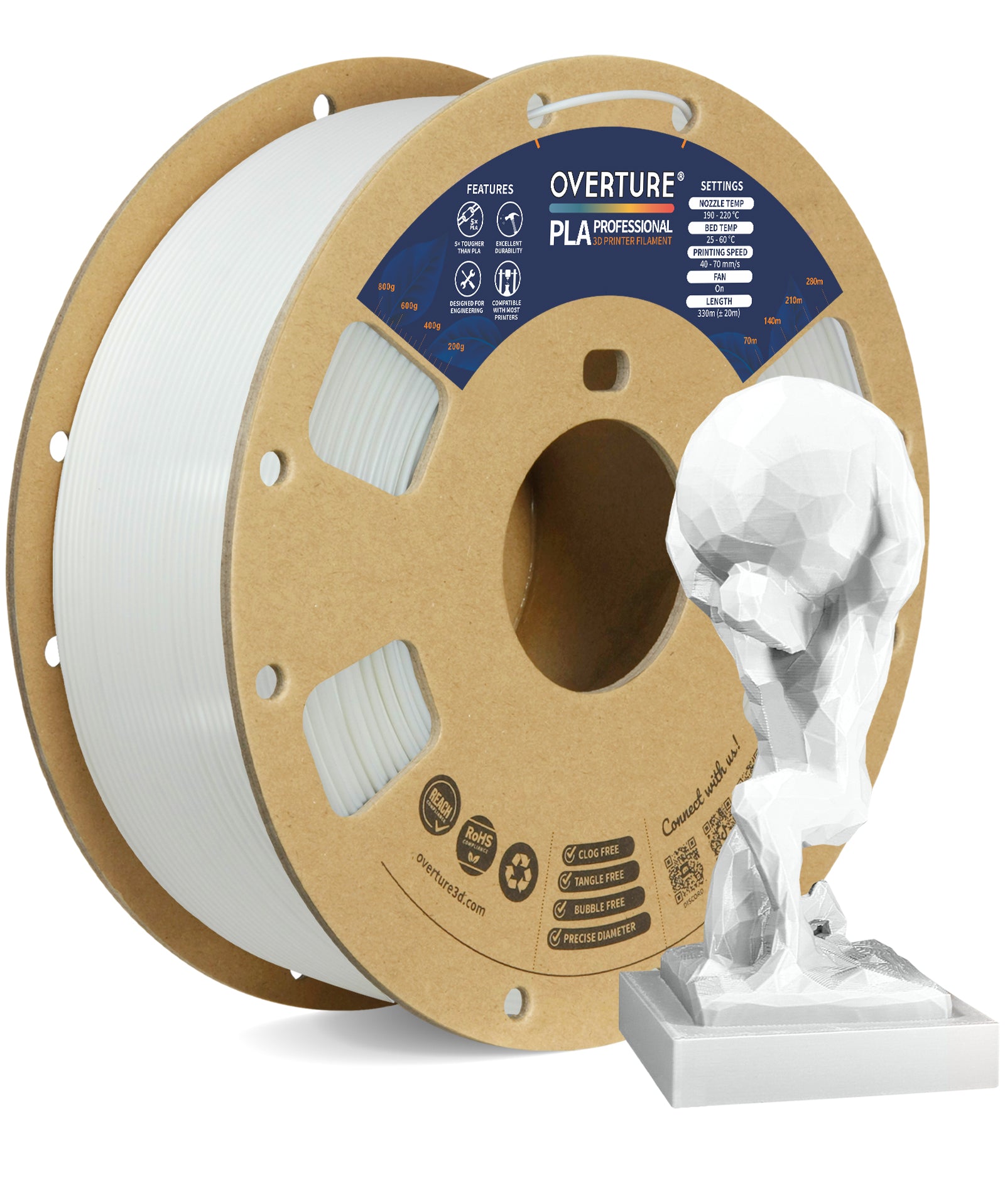 Pla Pro PLA Pro Filament 1.75mm - High Toughness 1kg – Overture 3D