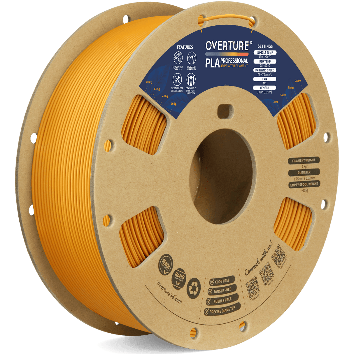 Overture PLA Professional 3D Printer Filament 1.75mm - Overture 3D