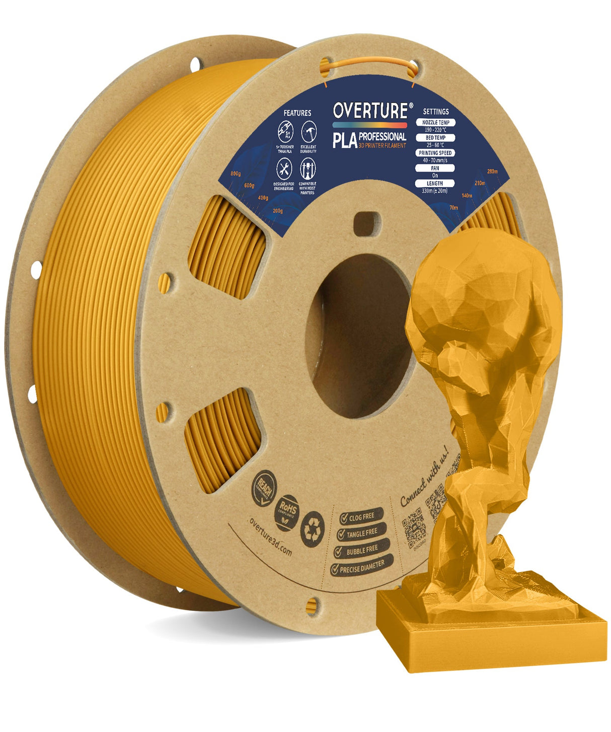 Overture PLA Professional 3D Printer Filament 1.75mm - Overture 3D
