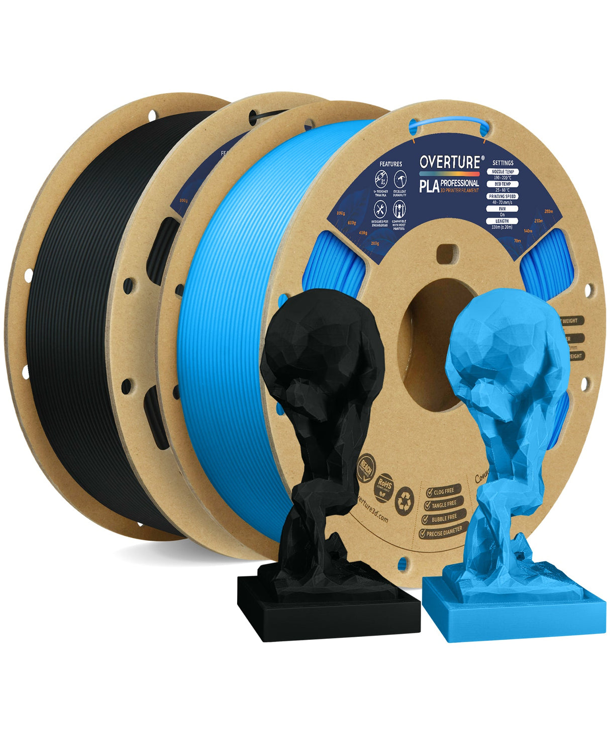 Overture PLA Professional 3D Printer Filament 1.75mm - 2 Pack - Overture 3D