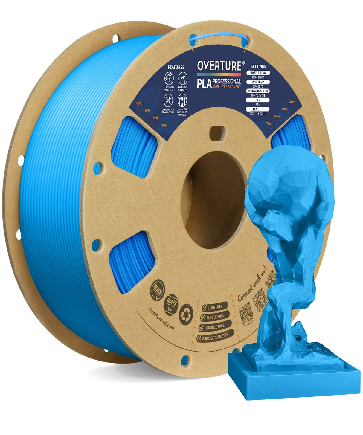 Overture PLA Professional 3D Printer Filament 1.75mm - Overture 3D