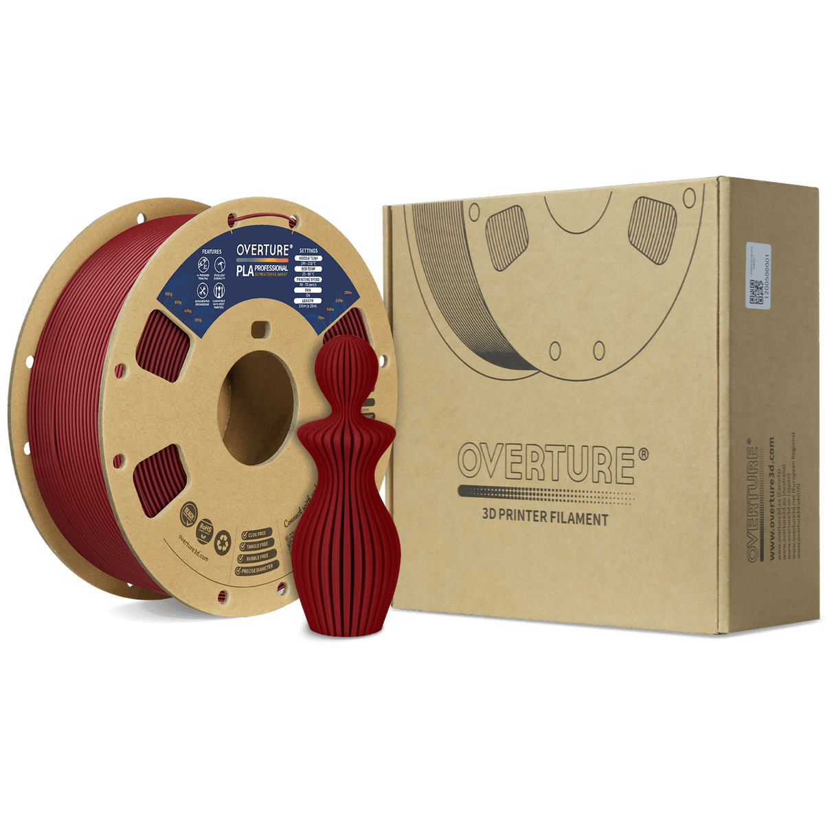 Overture PLA Professional 3D Printer Filament 1.75mm - Overture 3D