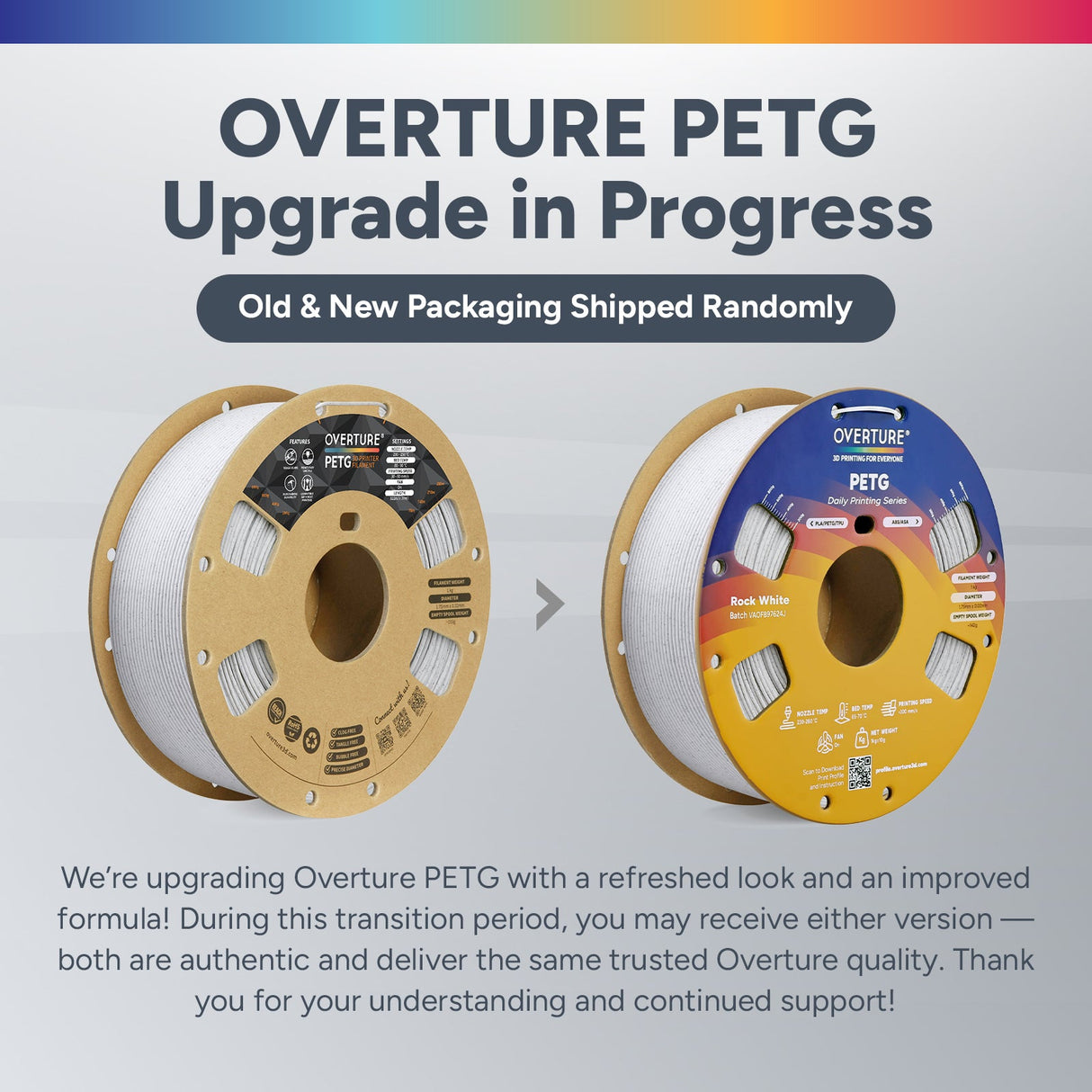 Overture Rock PETG 3D Printer Filament 1.75mm - Overture 3D