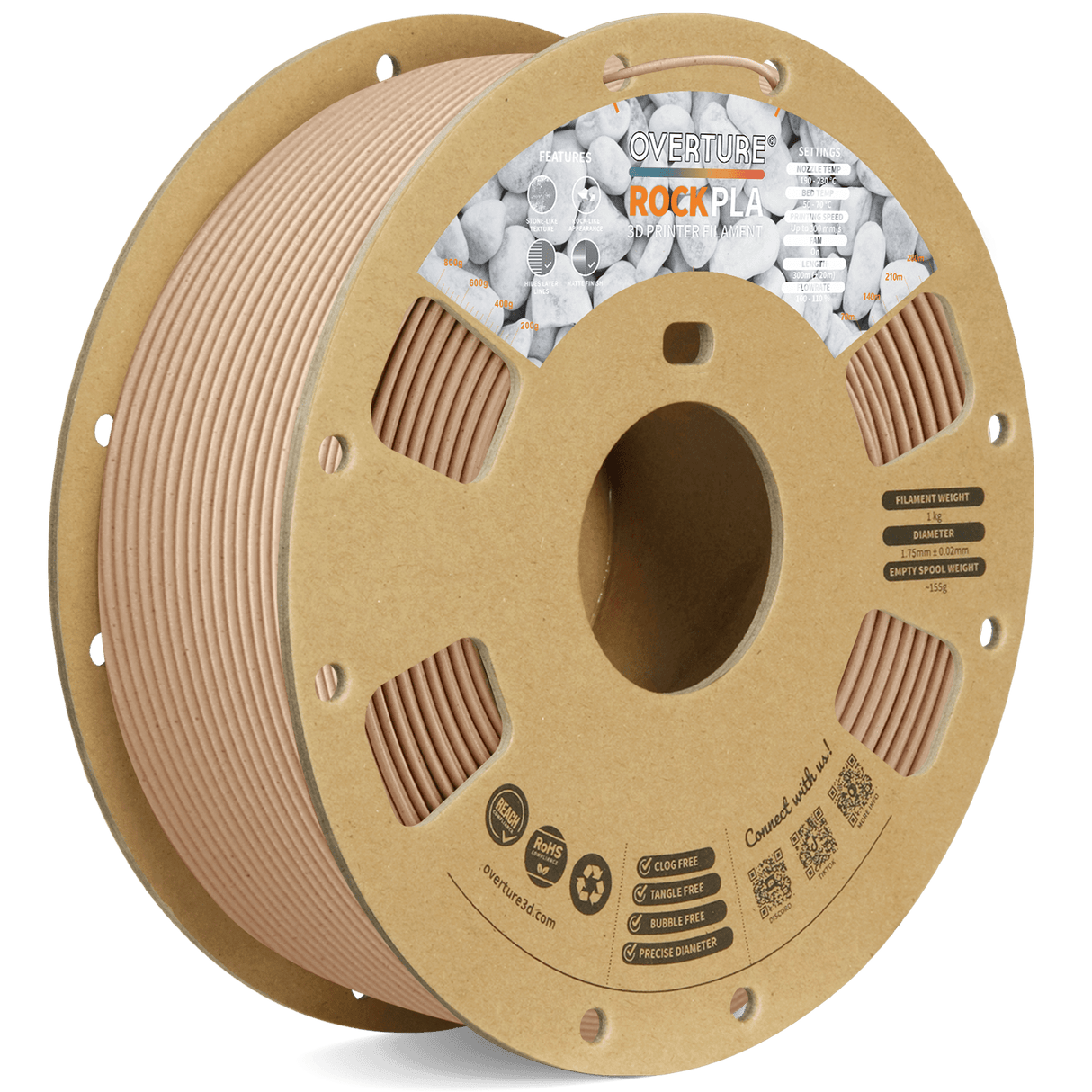 Overture Rock PLA 3D Printer Filament 1.75mm - Overture 3D