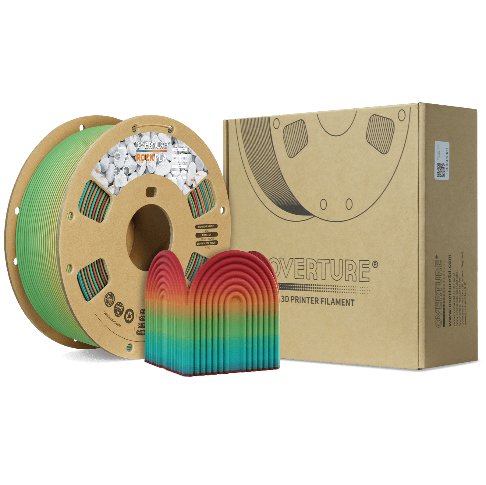 Overture Rock PLA 3D Printer Filament 1.75mm - Overture 3D