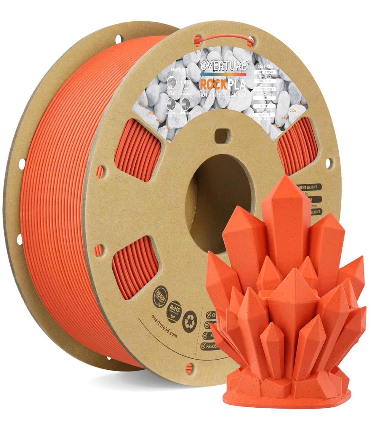 Overture Rock PLA 3D Printer Filament 1.75mm - Overture 3D