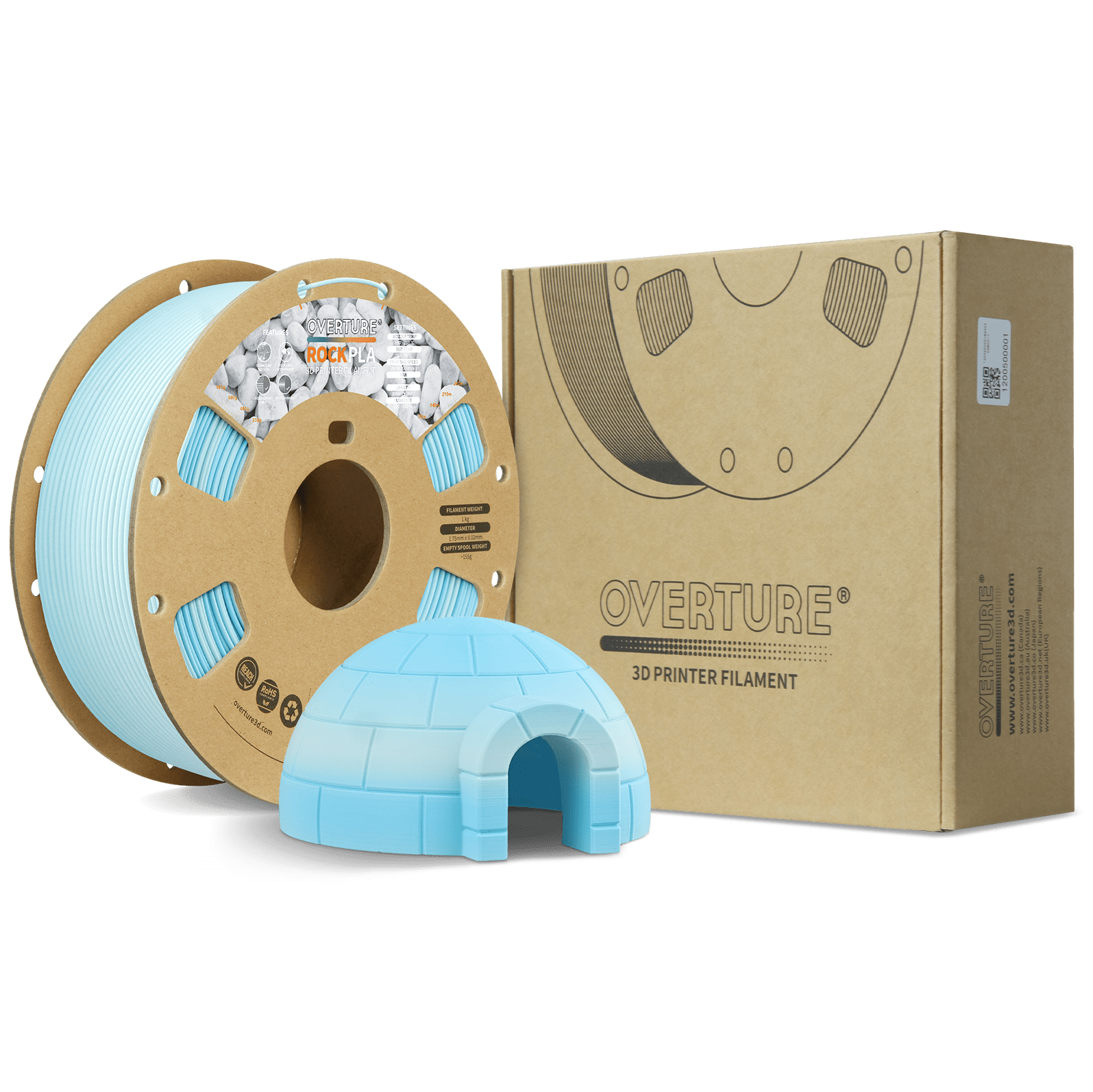 Overture Rock PLA 3D Printer Filament 1.75mm - Overture 3D