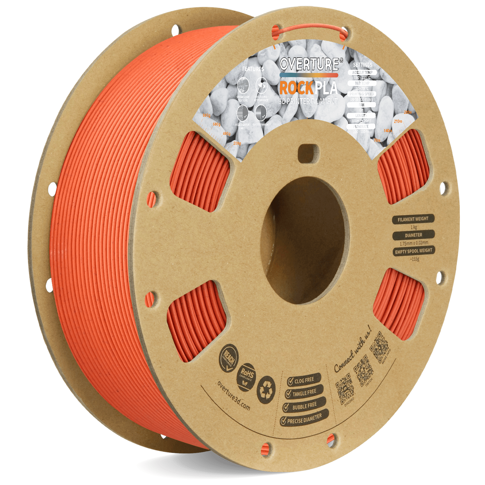 Overture Rock PLA 3D Printer Filament 1.75mm - Overture 3D