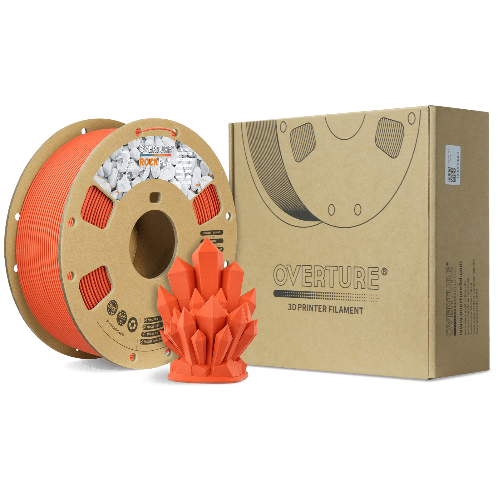 Overture Rock PLA 3D Printer Filament 1.75mm - Overture 3D