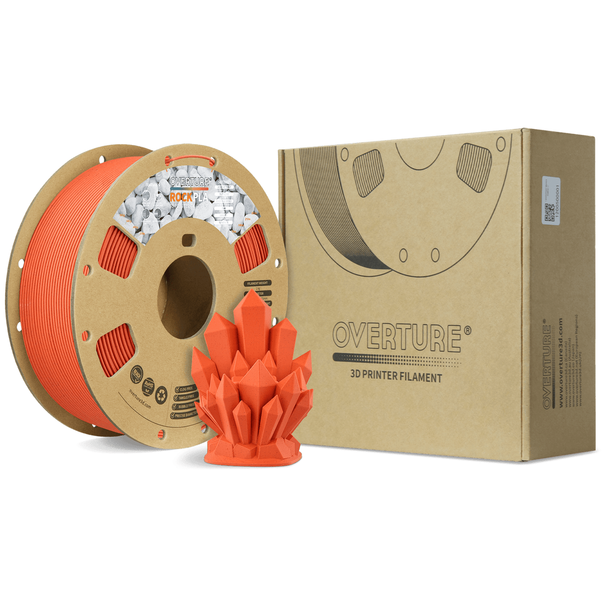 Overture Rock PLA 3D Printer Filament 1.75mm - Overture 3D