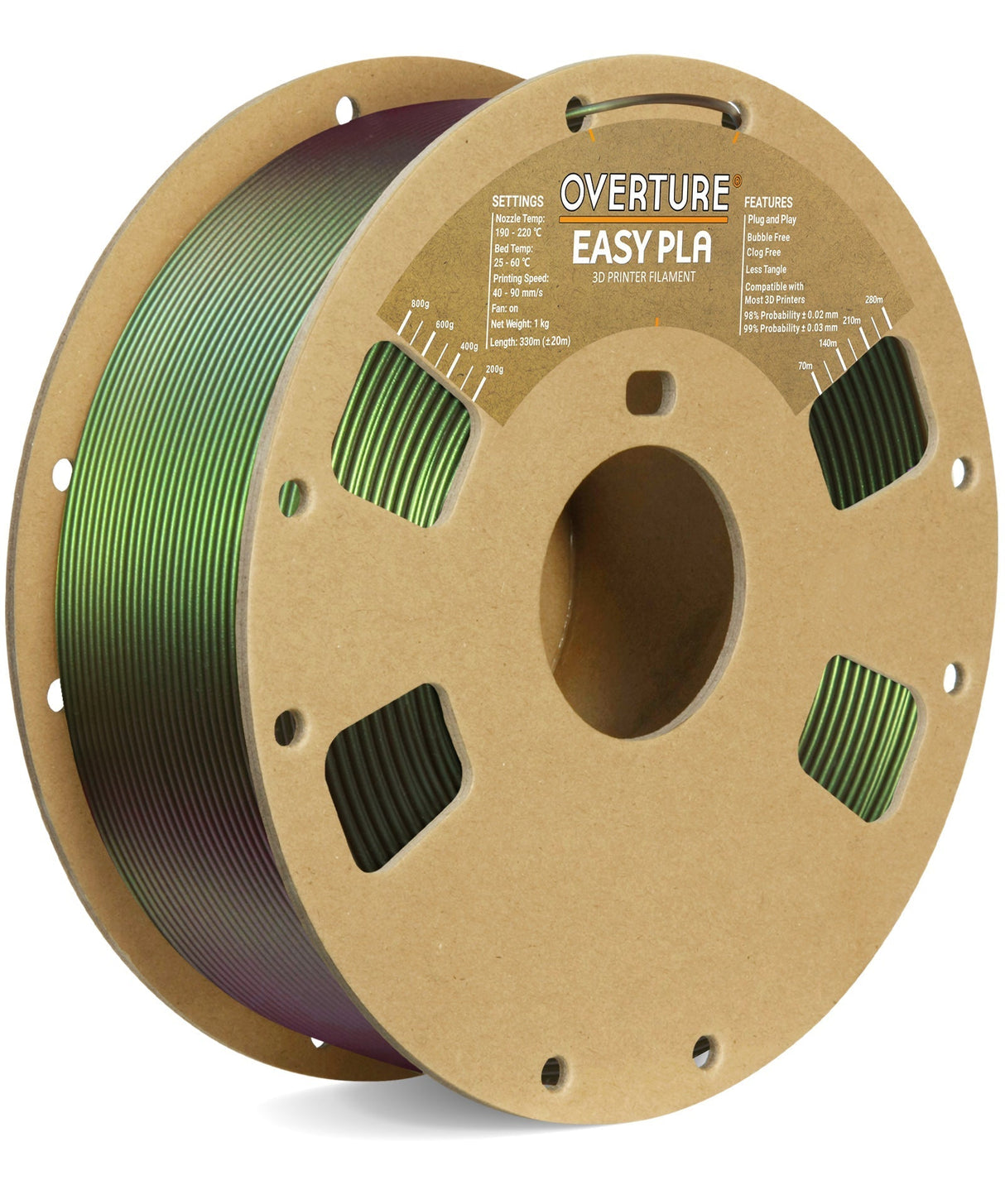 Overture Shimmer PLA 3D Printer Filament 1.75mm - Overture 3D