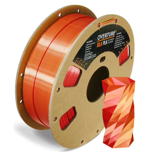 Overture Silk PLA 3D Printer Filament Dual Colors 1.75mm - Overture 3D