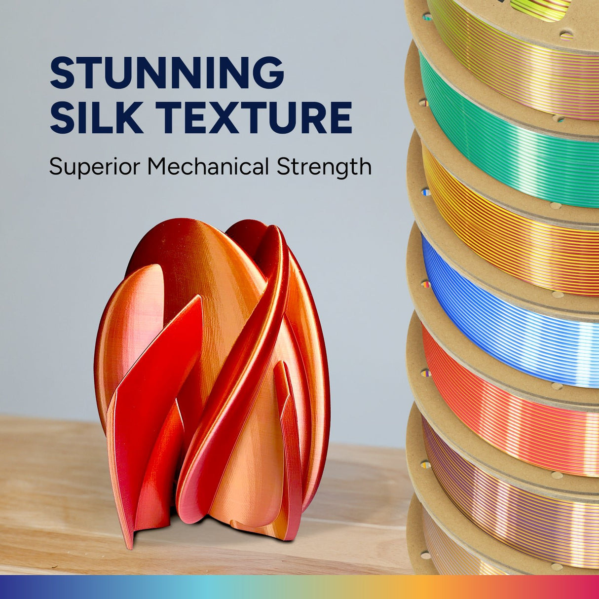 Overture Silk PLA Gradient Filament 1.75mm - Overture 3D