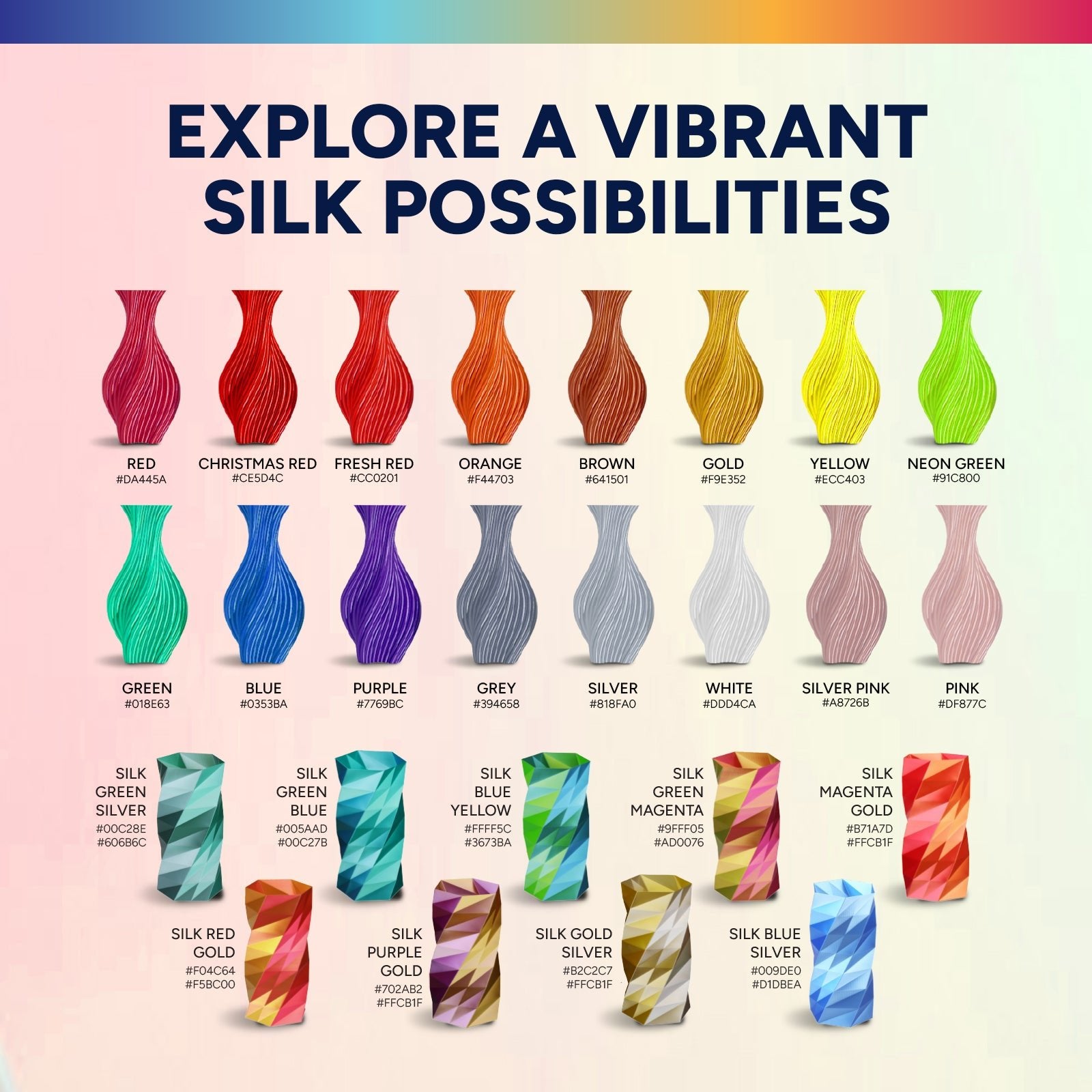 Overture Silk PLA Gradient Filament 1.75mm - Overture 3D