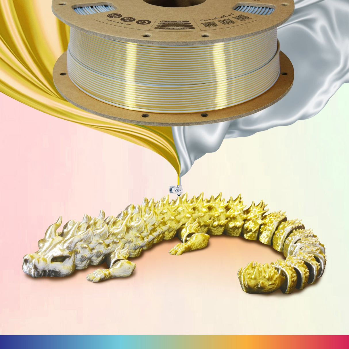 Overture Silk PLA Gradient Filament 1.75mm - Overture 3D