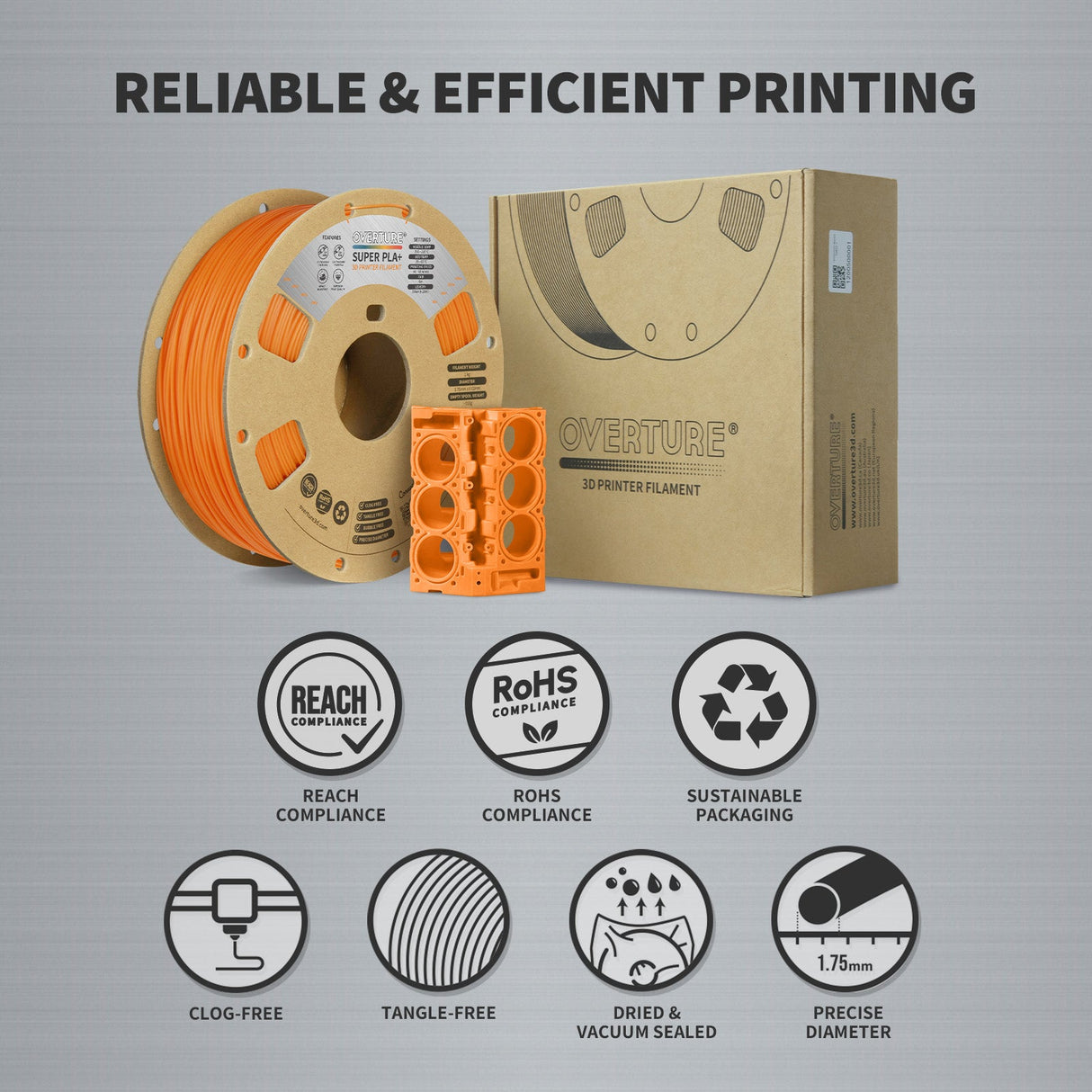 Overture Super PLA+ 3D Printer Filament 1.75mm - Overture 3D