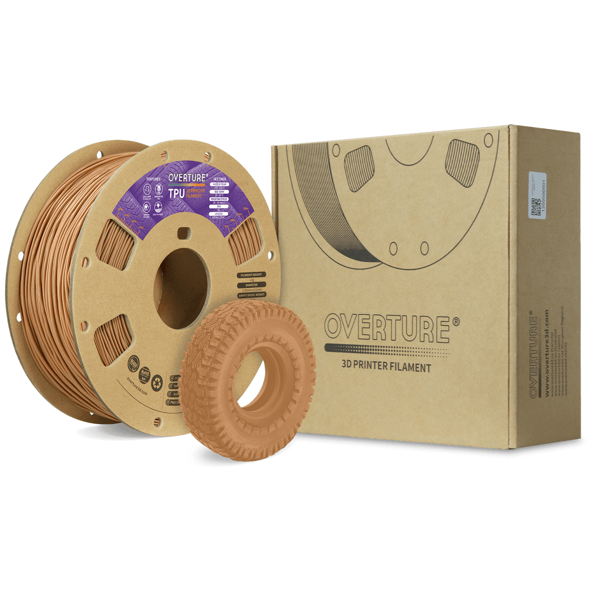 Overture TPU 3D Printer Filament 1.75mm - Overture 3D