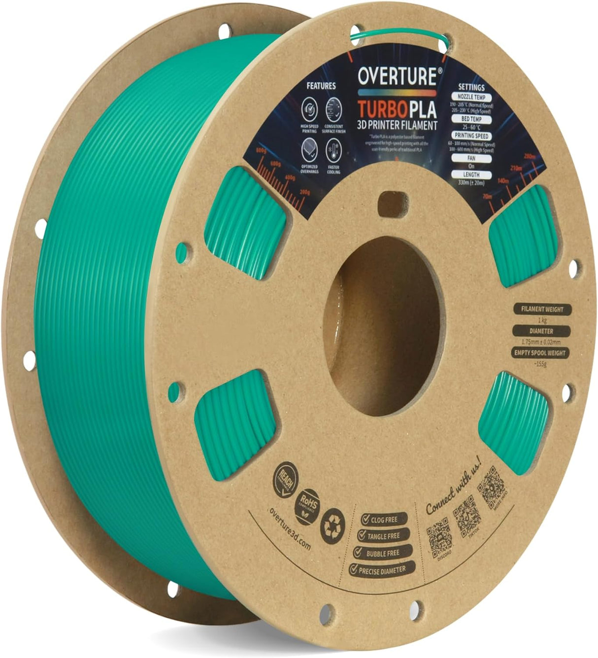 OVERTURE Turbo PLA Filament 1.75mm Rapid PLA 3D Printer Filament - Overture 3D