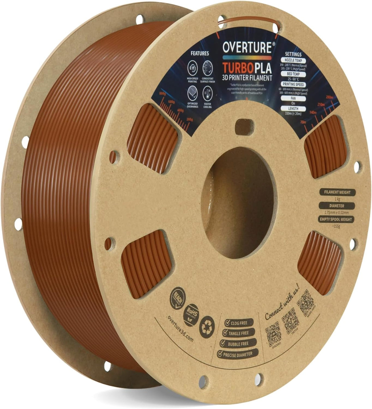 OVERTURE Turbo PLA Filament 1.75mm Rapid PLA 3D Printer Filament - Overture 3D