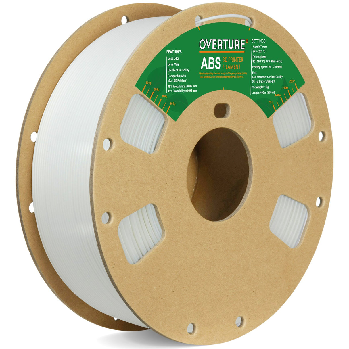 Overture ABS 3D Printer Filament 1.75mm - Overture 3D