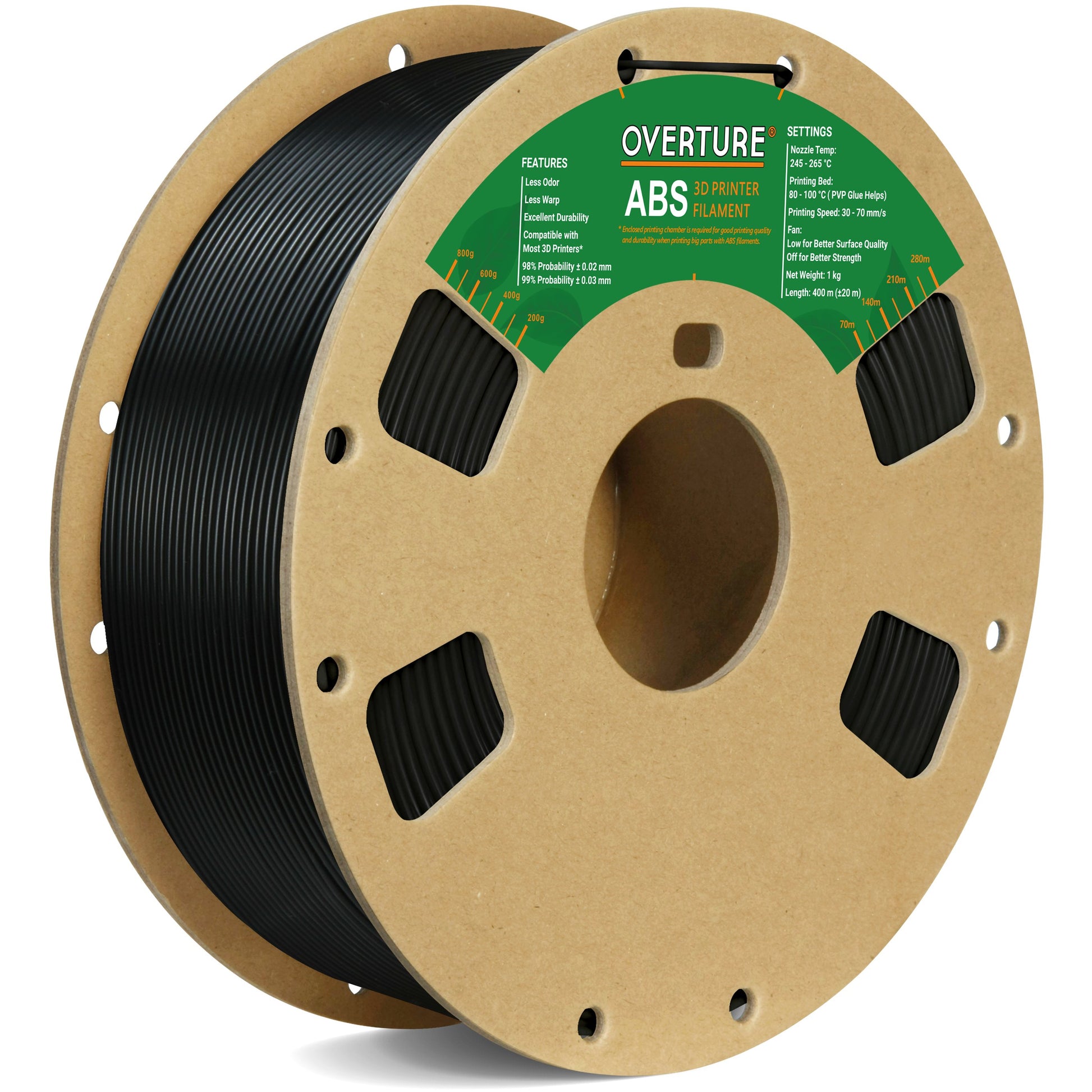 ABS 3D Printing Filament 1.75mm Overture 3D