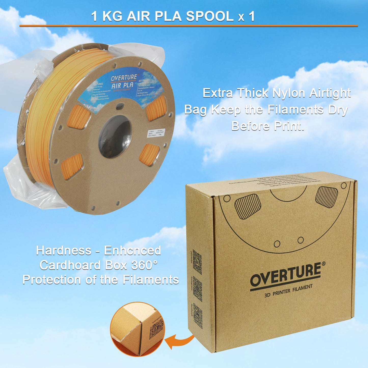Overture Air PLA Filament 1.75mm - Overture 3D
