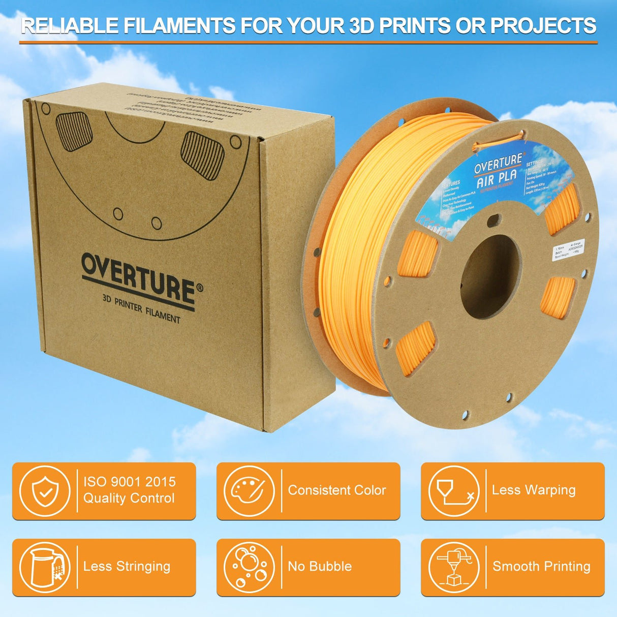 Overture Air PLA Filament 1.75mm - Overture 3D