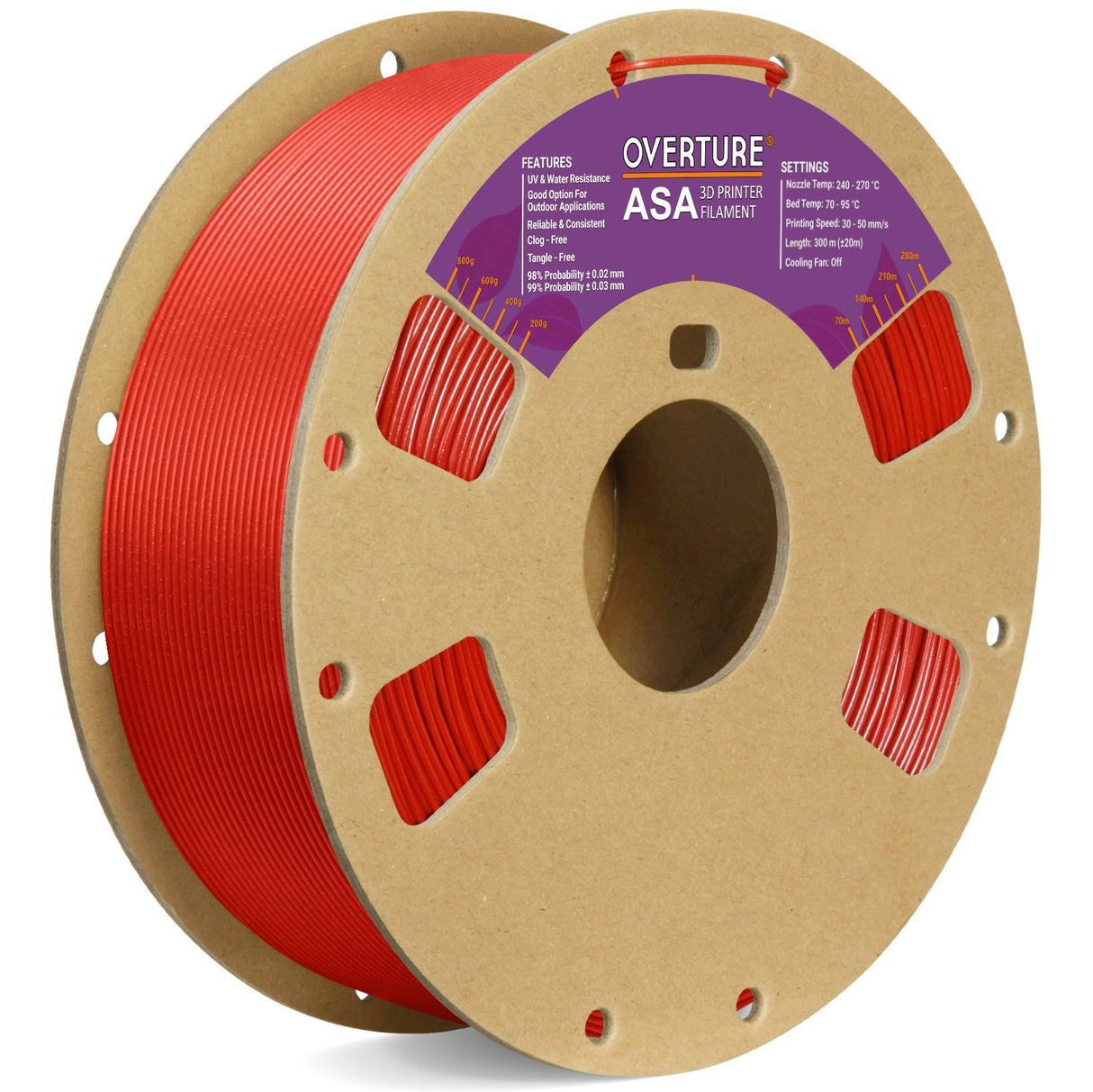 Overture ASA 3D Printer Filament 1.75mm - Overture 3D