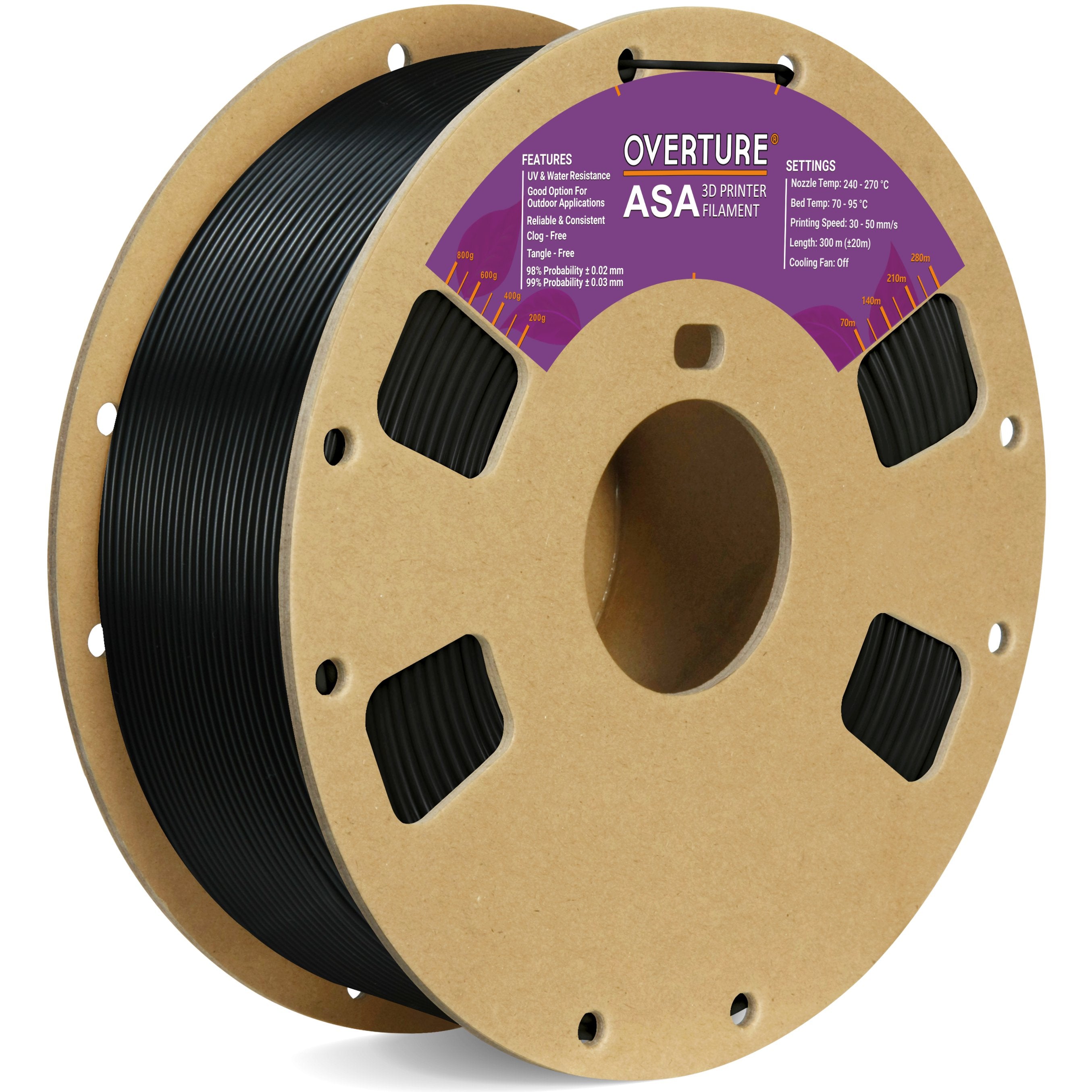 Overture ASA 3D Printer Filament 1.75mm - Overture 3D
