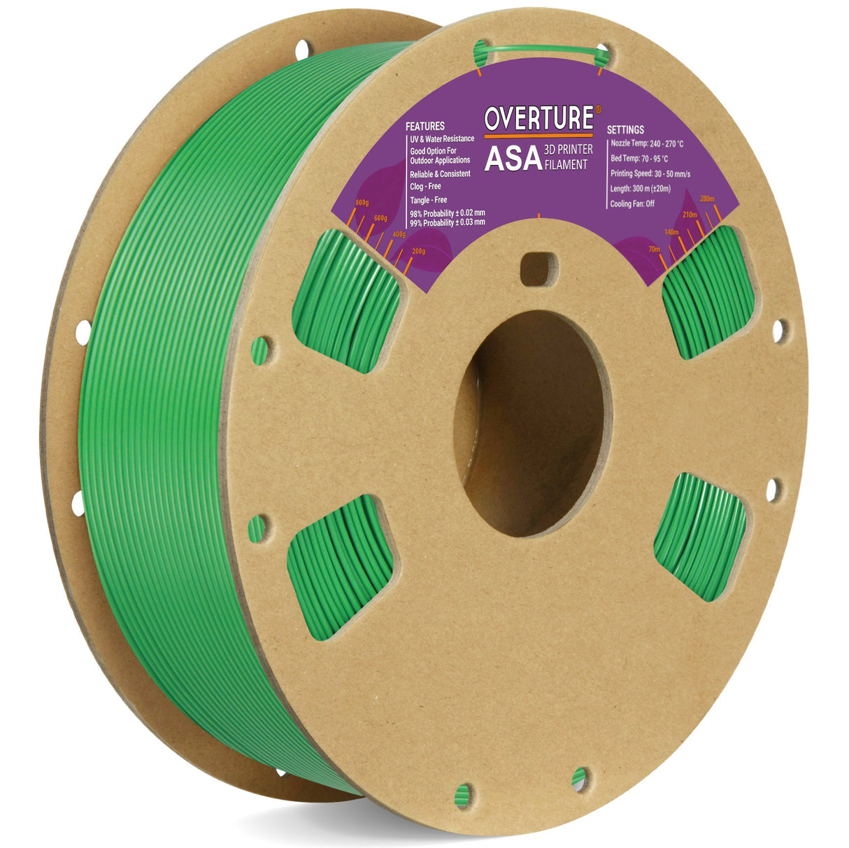 Overture ASA 3D Printer Filament 1.75mm - Overture 3D