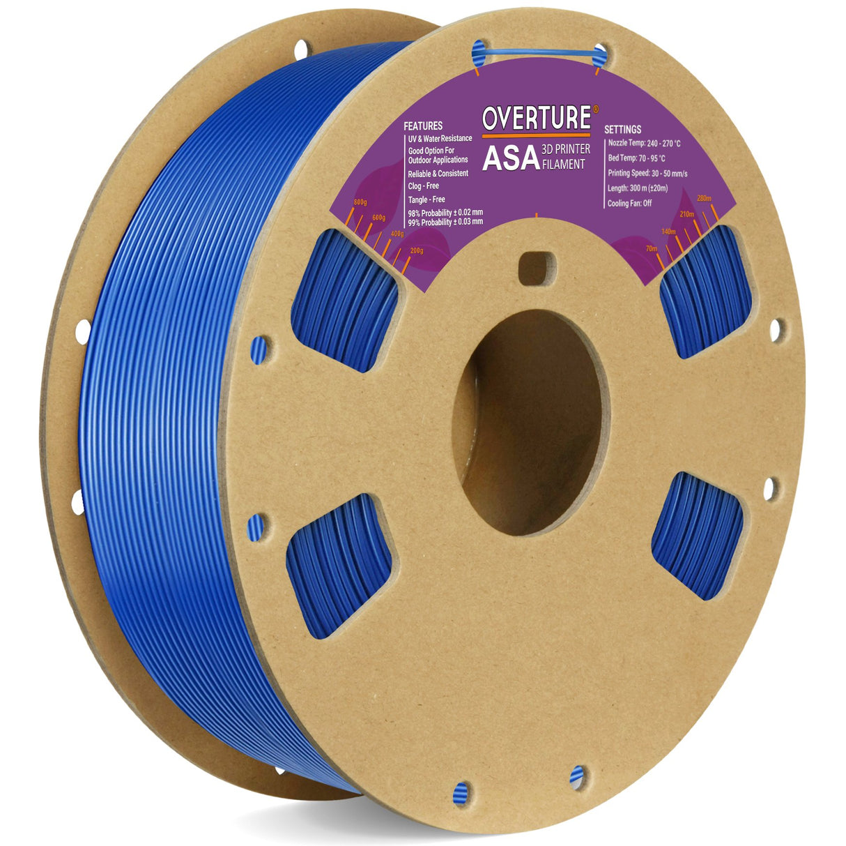 Overture ASA 3D Printer Filament 1.75mm - Overture 3D